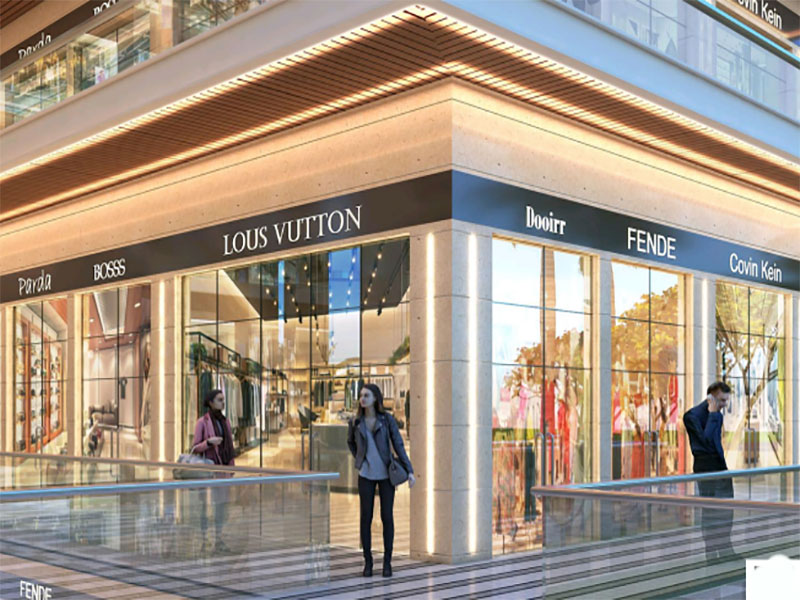 Alpha Grand luxury retail storefront, 3D render